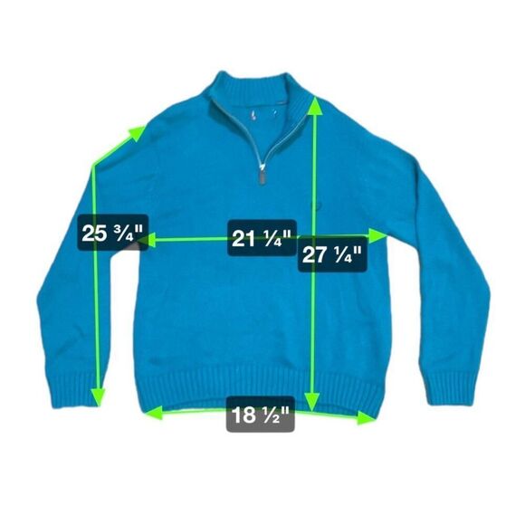 Vintage Ralph Lauren Chaps Men's Turquoise Blue Quarter-Zip Pullover Sweater L - Picture 5 of 5